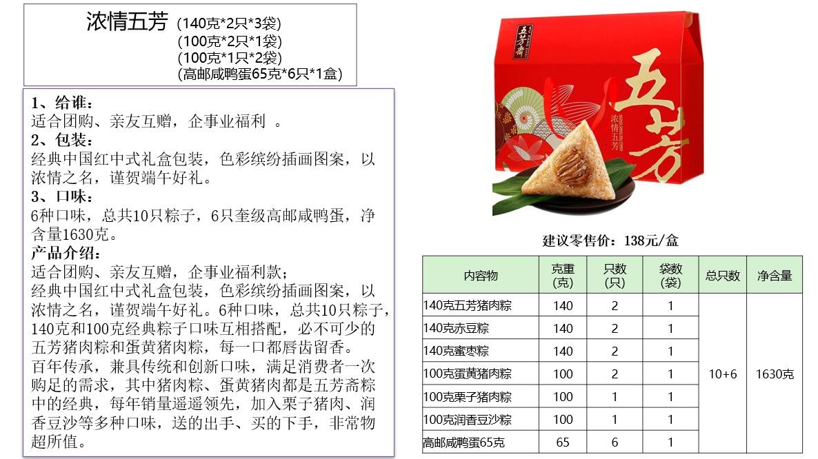 武汉五芳斋粽子礼盒五芳斋经销商