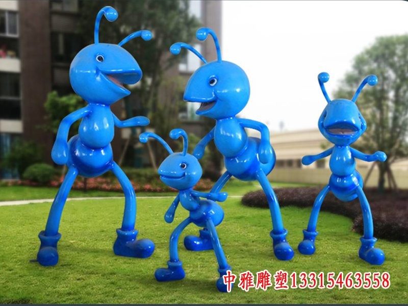 场玻璃钢动物雕塑蓝色蚂蚁-淮北蚂蚁树脂雕塑生产厂家