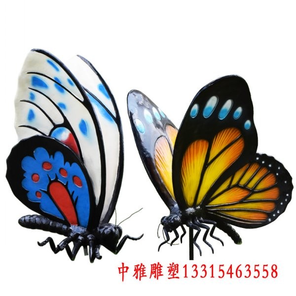 仿真动物蝴蝶玻璃钢雕塑户外庭院大连动物蝴蝶树脂雕塑加工厂