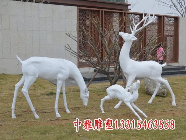 玻璃钢白鹿雕塑-忻州树脂白鹿雕塑订制