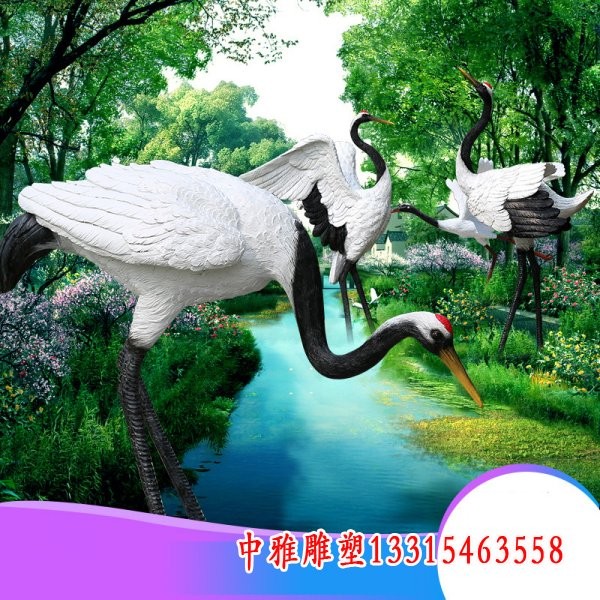玻璃钢仿铜仙鹤雕塑-宿州玻璃钢雕塑仙鹤价格