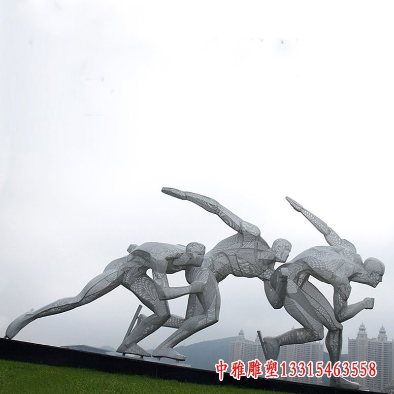 滑冰不锈钢雕塑-池州白钢滑冰雕塑制作厂