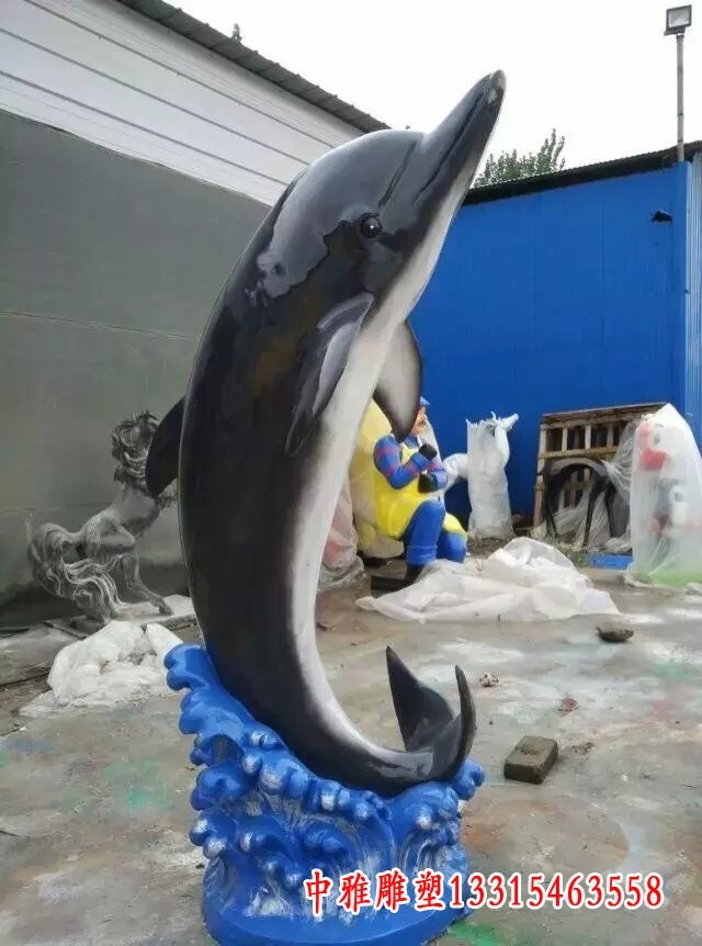 玻璃钢卡通海豚雕塑-咸阳树脂雕塑海豚制作厂家