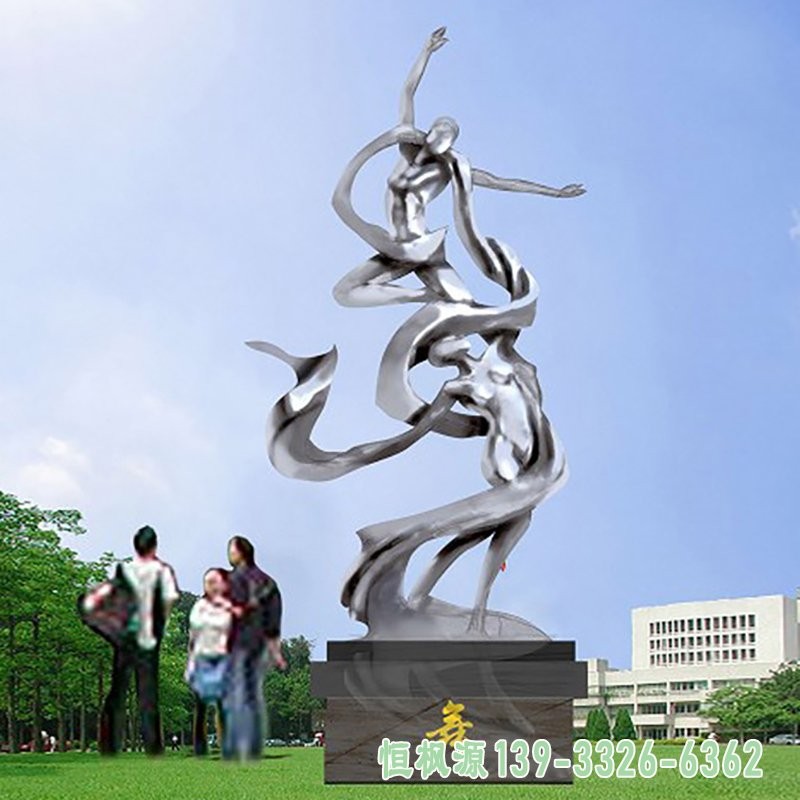 不锈钢运动人物广场公园-德州不锈钢人物雕塑订制